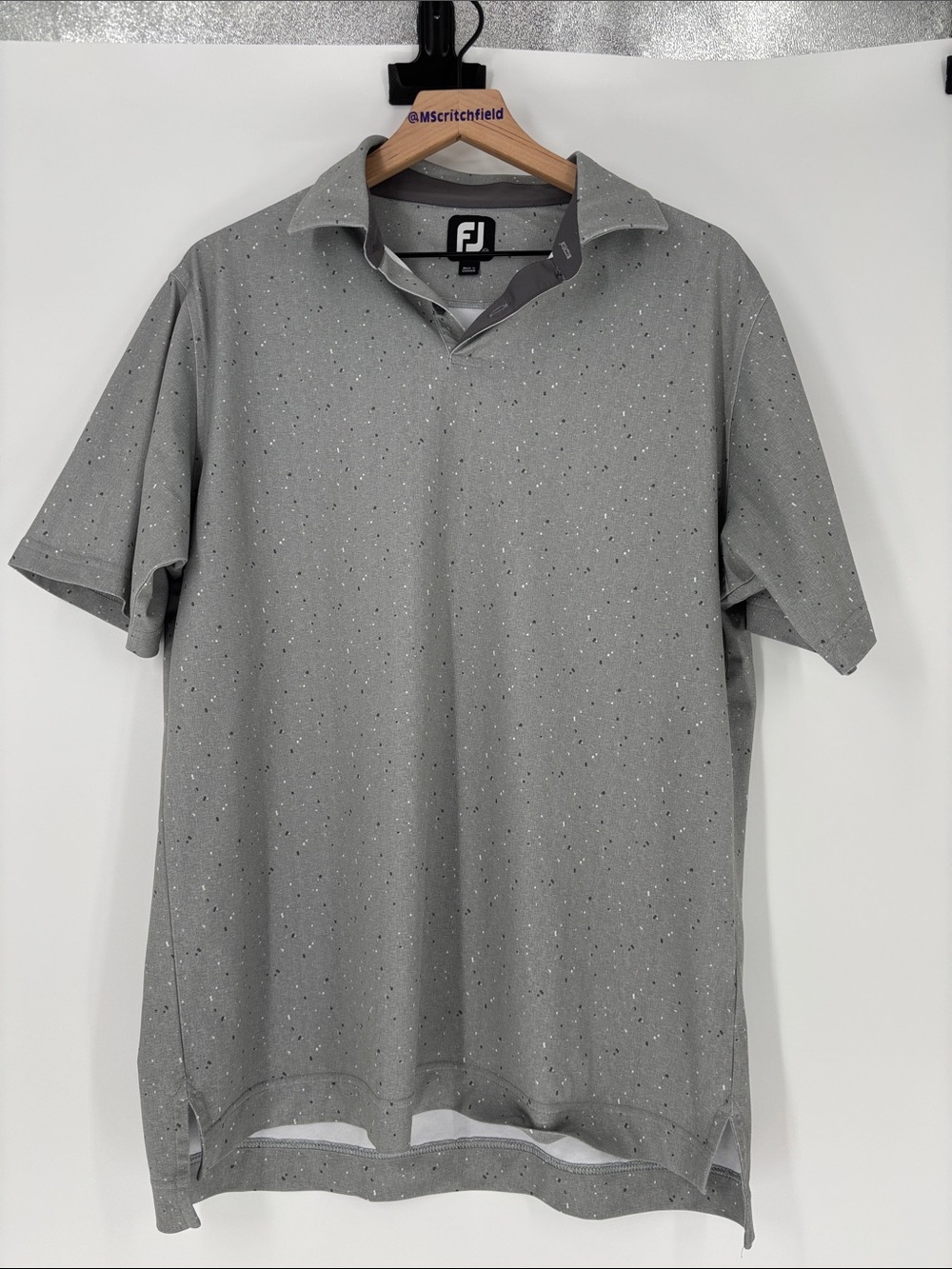 Footjoy FJ medium golf polo shirt gray pink specs